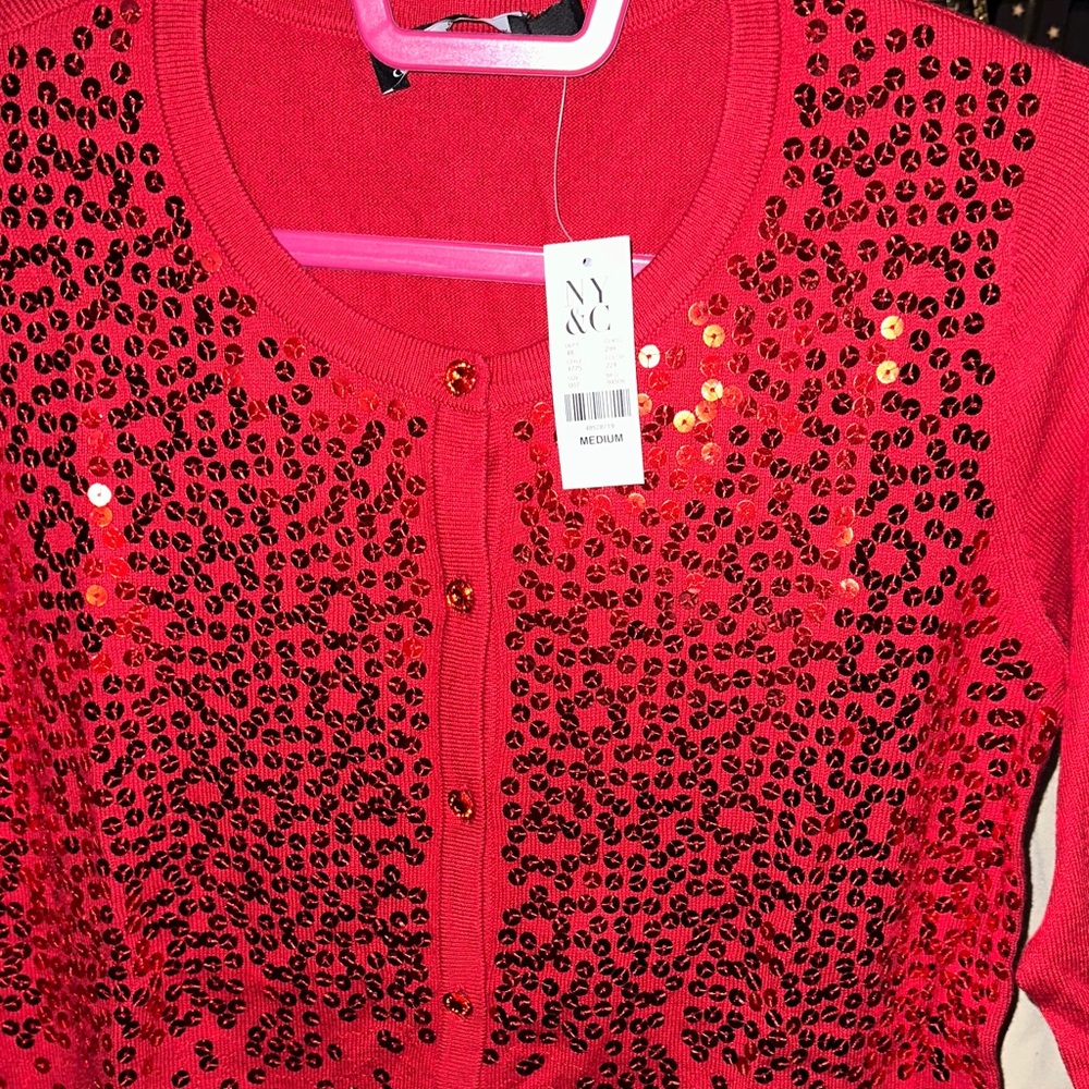 Red Sequin  Cardigan
